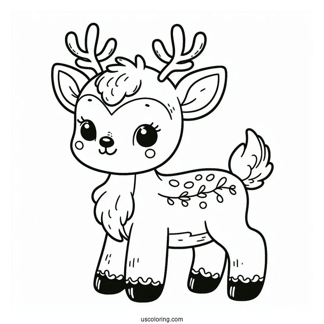 Coloring Page Of a Baby Reindeer For Preschoolers