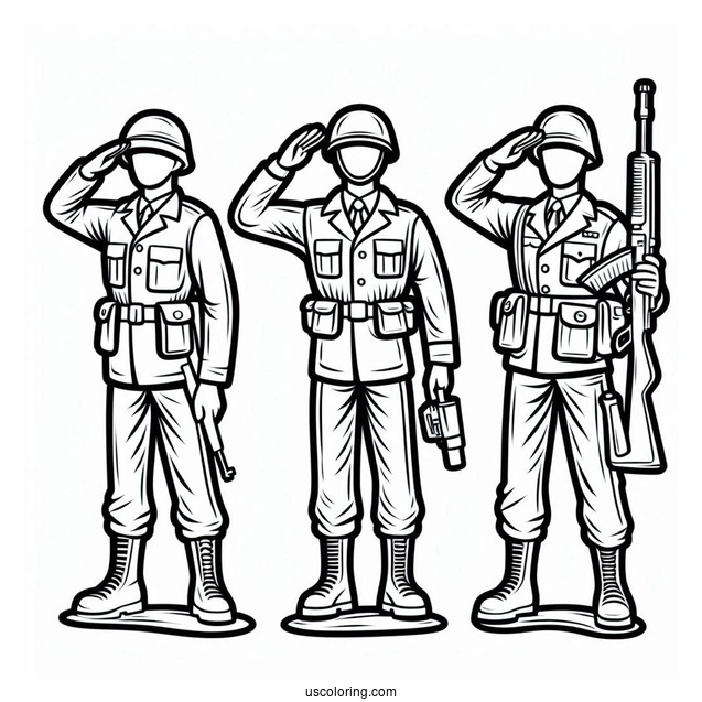 Plastic Toy Soldier Coloring Page Saluting