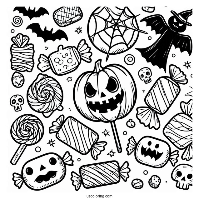 Spooky Halloween Candy To Color