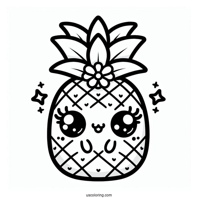 Cute Kawaii Outline Of Pineapple Lily Shopkins