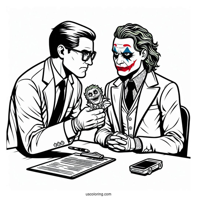 Batman Interrogating The Joker Coloring Sheet