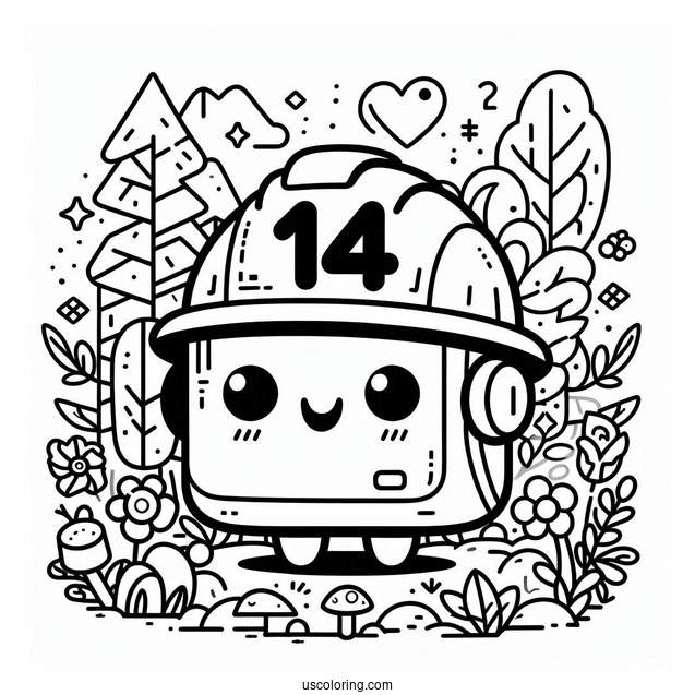 Numberblocks Coloring Page14 Outdoor Wearing Helmet