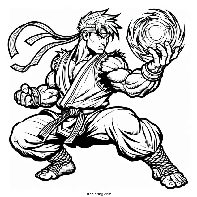 Street Fighter Coloring Page Of Ken Masters For Kids