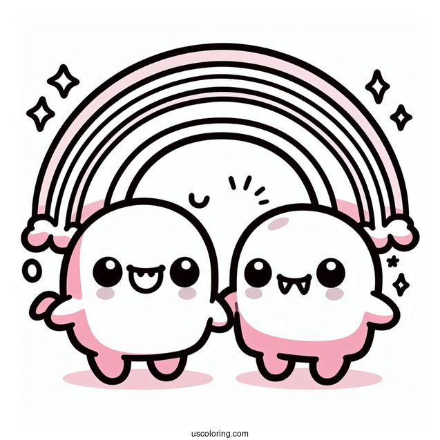 Pink Rainbow Friends Coloring Page With Sharp Teeth