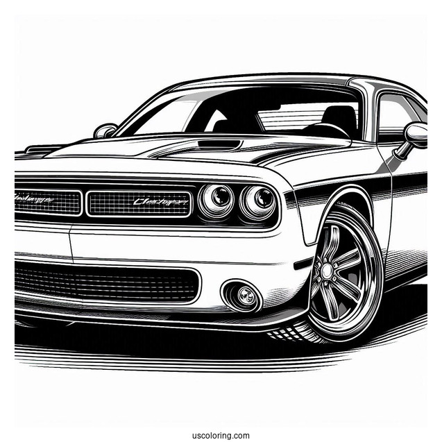 Detailed Dodge Challenger Coloring Sheet