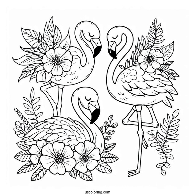 Easy Cartoon Flamingo To Color For Kids