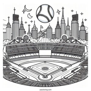 Baseball Stadium Coloring Page