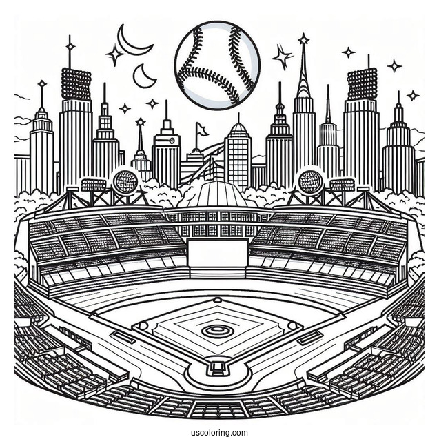 Baseball Stadium Coloring Page