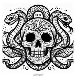 Skull And Snake Coloring Page