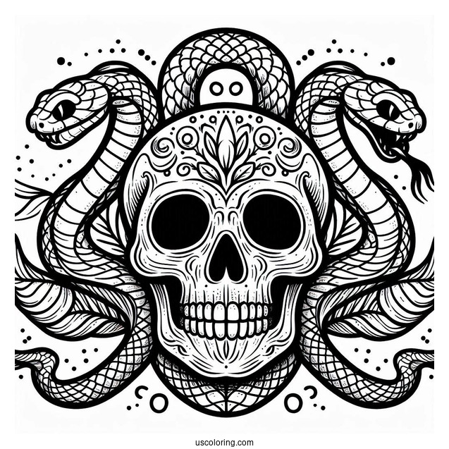 Skull And Snake Coloring Page