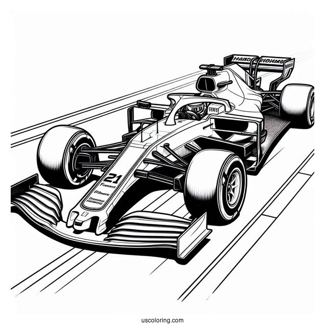 F1 Coloring Page Haas VF 22 Race Car
