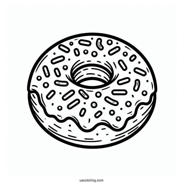 Easy Donut Coloring Page With Frosting And Sprinkles
