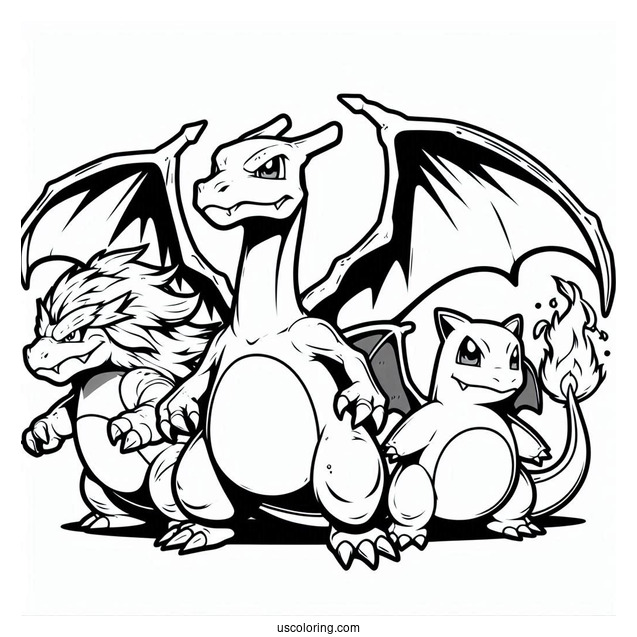 Charizard With Blastoise And Venosaur