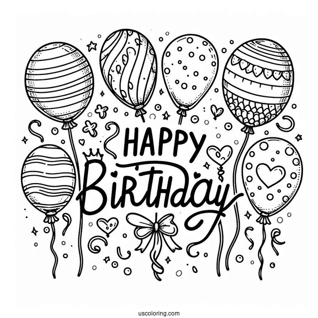 Happy Birthday Letter Balloons To Color
