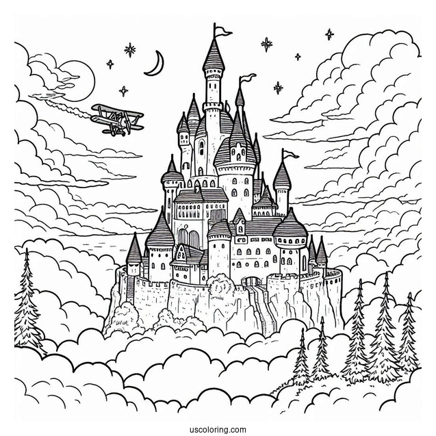 Studio Ghibli Coloring Page of Castle In The Sky