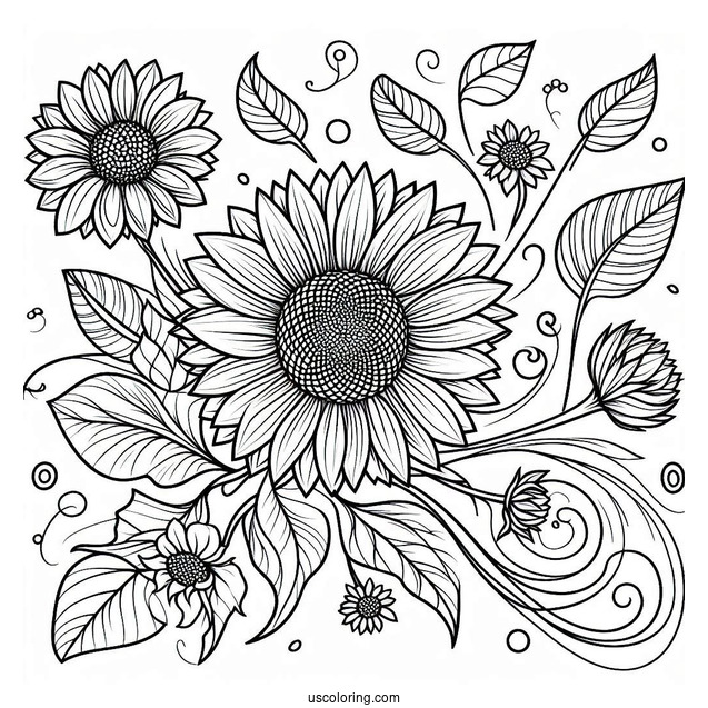 Joyous Sunflower Coloring Sheet