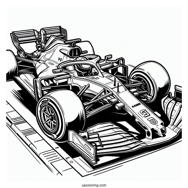 F1 Coloring Page Racer On Stop Of Car