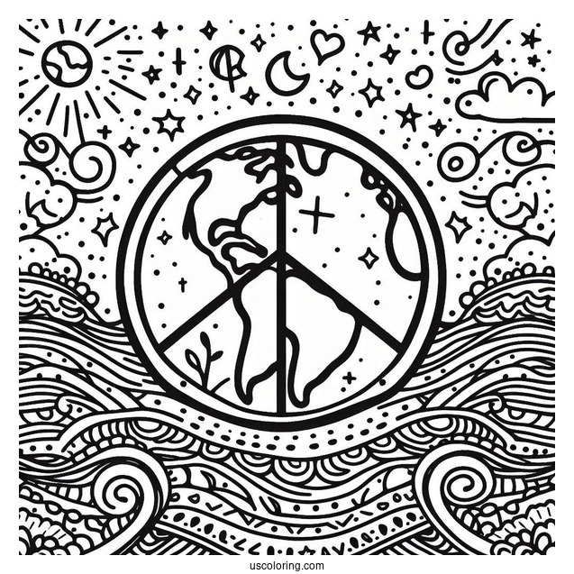 Visualize World Peace Coloring Page With Earth At The Center