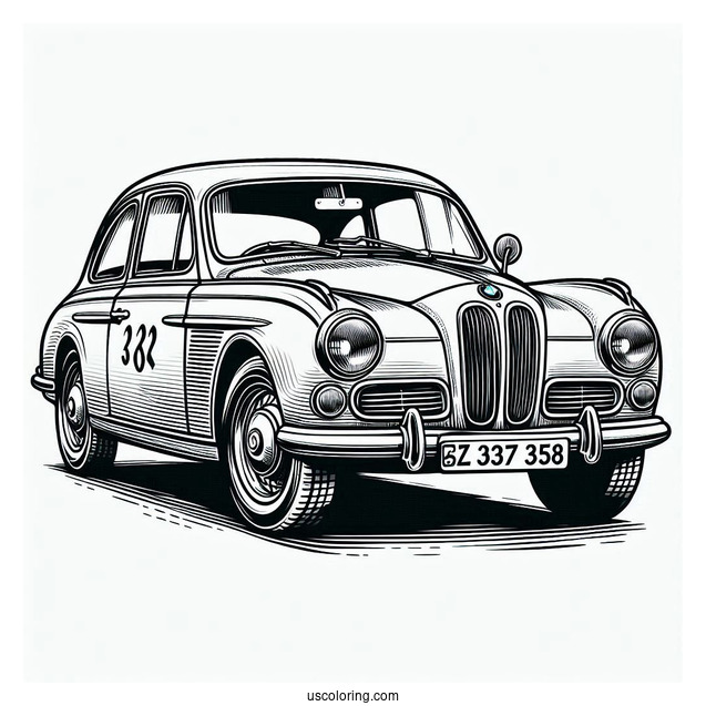 Vintage 328 BMW Coloring Page