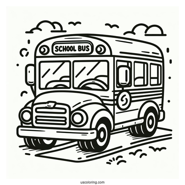 Small School Bus Coloring Page Outline For Preschoolers