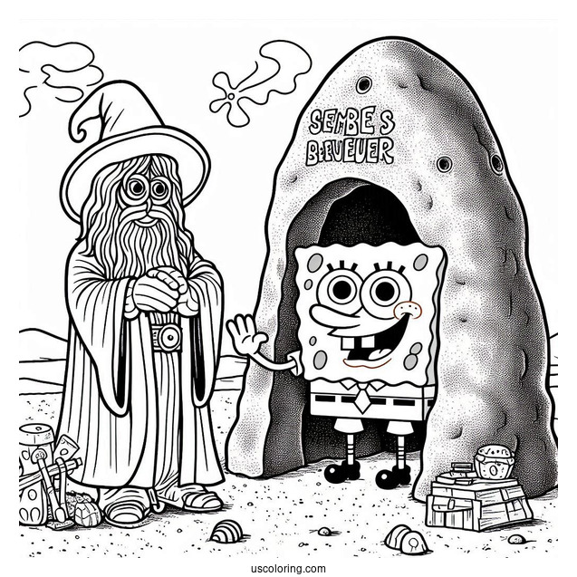 SpongeBob Saying Hello To Patrik Under His Rock