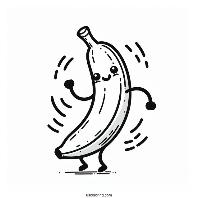 Happy Dancing Banana Coloring Sheet