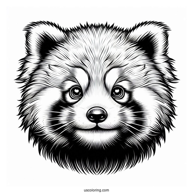 Realistic Red Panda Face Coloring Page