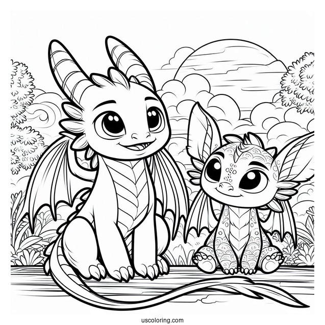 Raya And The Last Dragon Coloring Page Of Cute Raya And Sisu Back To Back