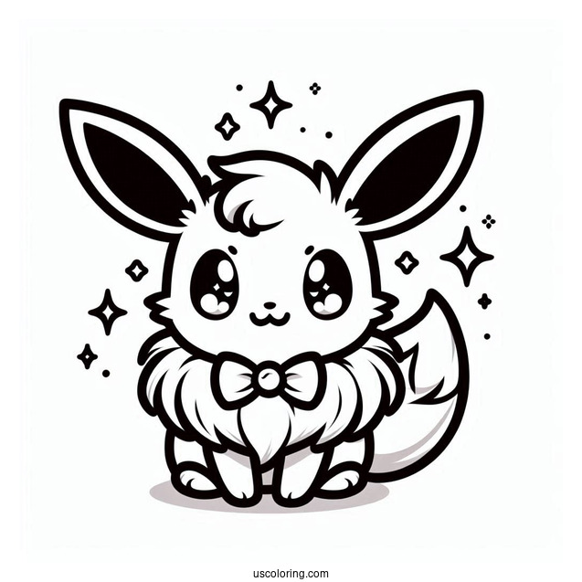 Chibi Eevee Coloring Page For Preschoolers