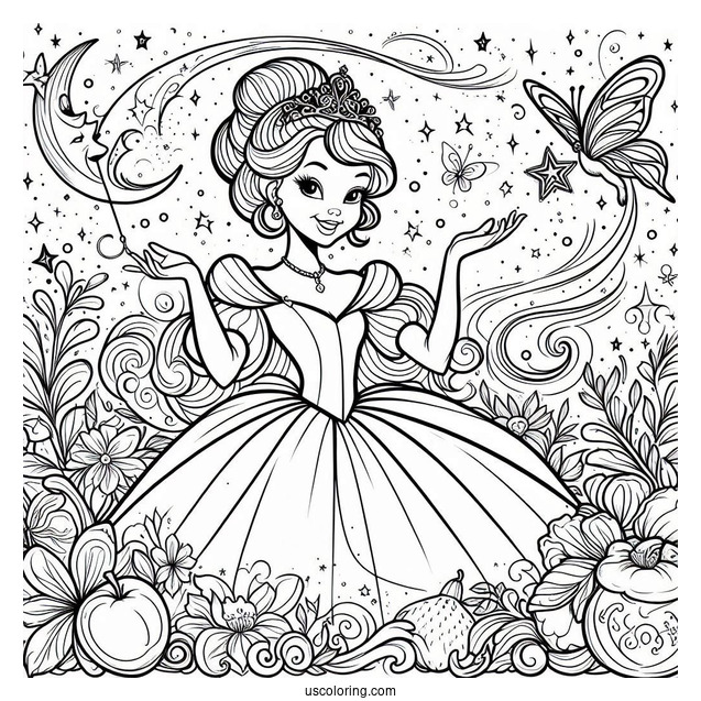 Easy Coloring Page Of The Fairy Godmother