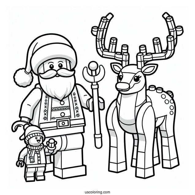 Lego Santa And Reindeer To Color