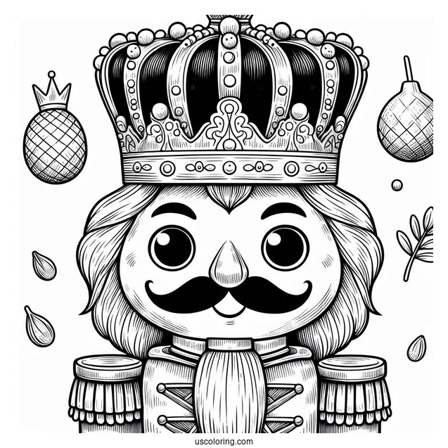 Detailed Nutcracker Coloring Page Wearing A Crown