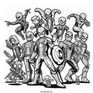 Lego Spider-Man With Avengers Characters Coloring