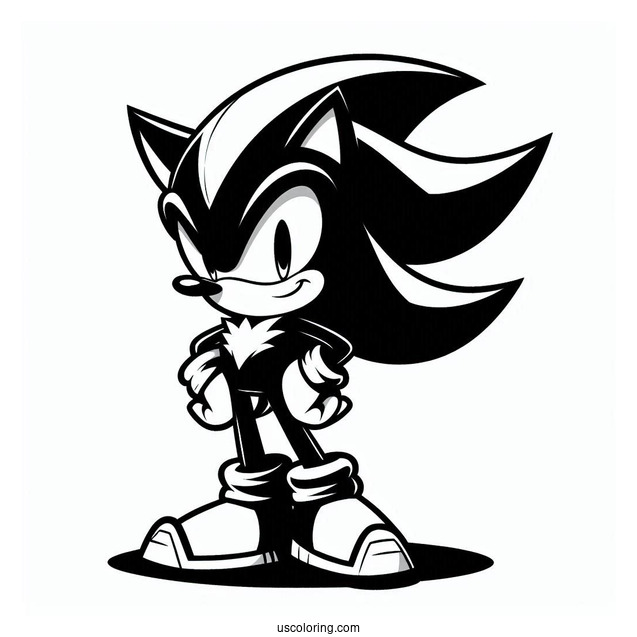 Shadow Coloring Page Of The Hedgehog With Hand On Hip