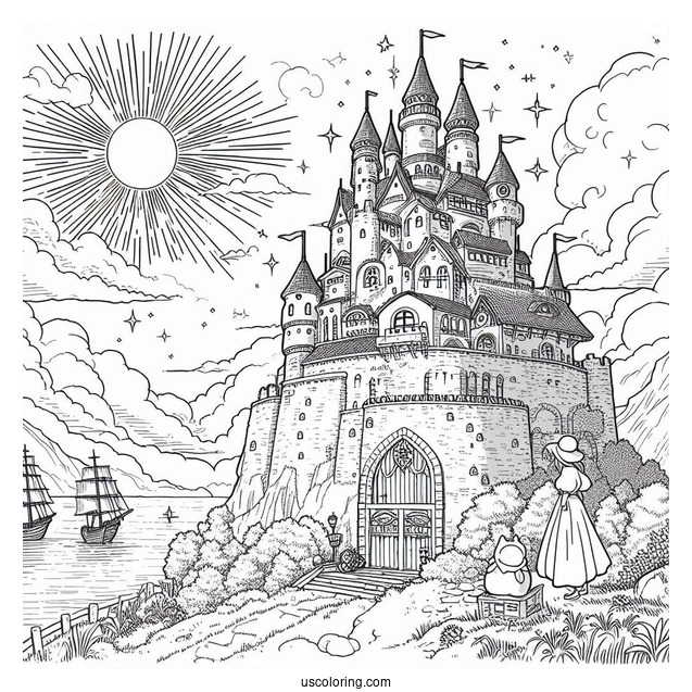 Studio Ghibli Coloring Page of Castle In The Sky