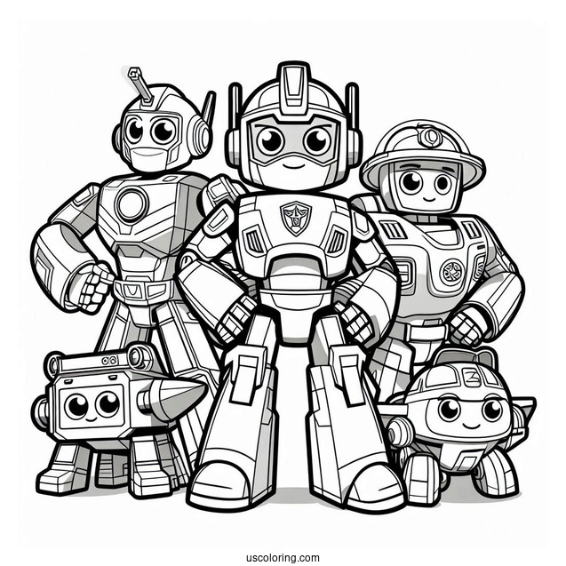 Rescue Bots Coloring Page Of Characters Poster