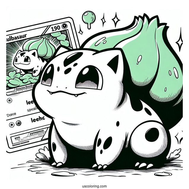 Bulbasaur Coloring Page Pokemon Card Leech Seed Attack