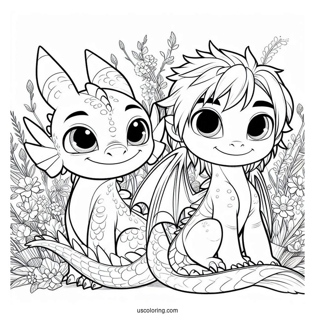 Raya And The Last Dragon Coloring Page Of Cute Raya And Sisu Back To Back