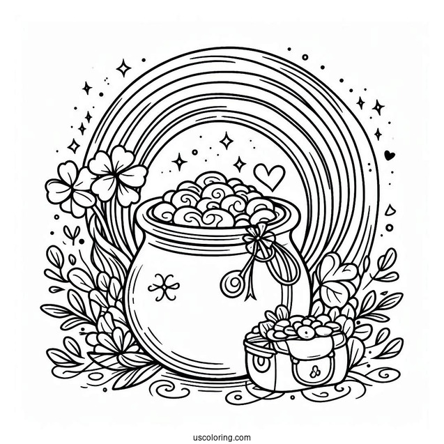 Simple Pot Of Gold At End Of The Rainbow For Kids