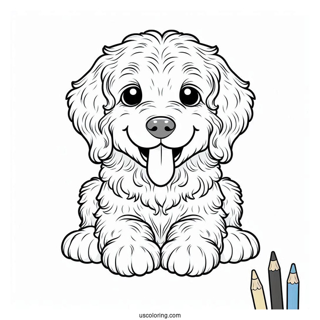 Labradoodle Puppy With Tongue Out Coloring Sheet