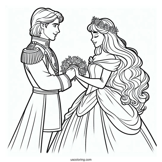Princess Coloring Page Of Prince Philip And Aurora Wedding Day