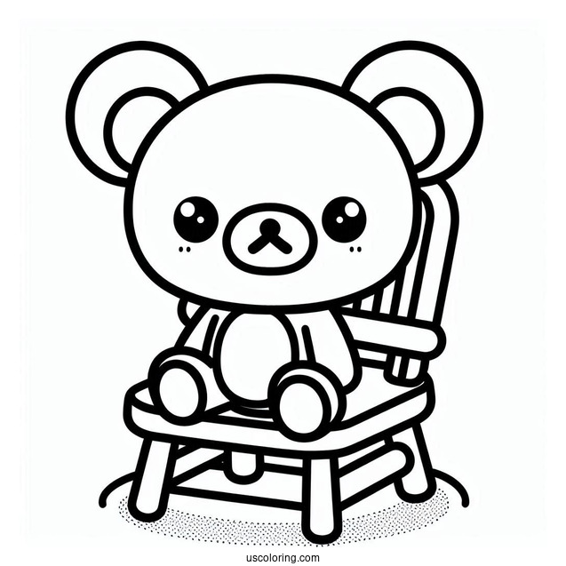 Rilakkuma Coloring Page Of Easy Chairoikoguma Sitting On The Floor Outline Coloring Page For Preschoolers