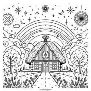 Simple Sprunki Coloring Page Sky Outline For Preschoolers