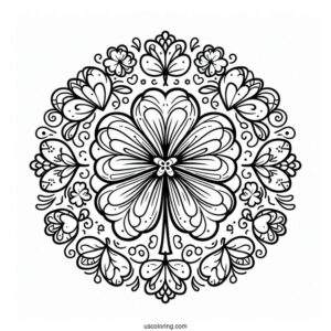 St. Patrick's Day Coloring Page Of Simple Clover Mandala