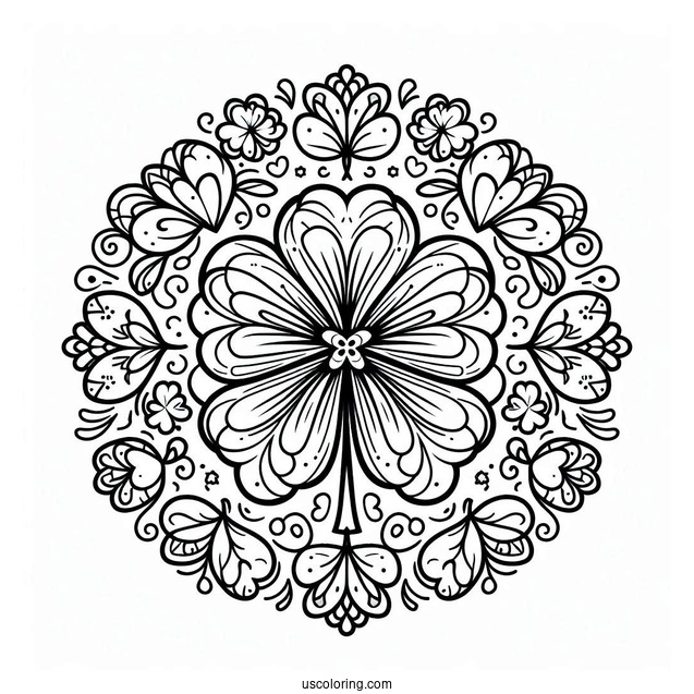 St. Patrick's Day Coloring Page Of Simple Clover Mandala