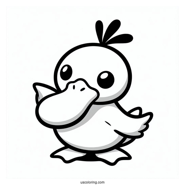Psyduck Coloring Page Holding Its Head For Preschoolers