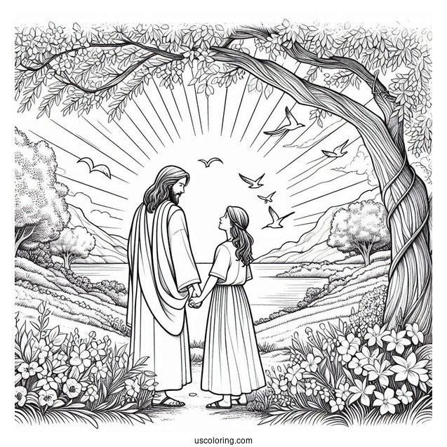 Loving Jesus Coloring Page In Nature