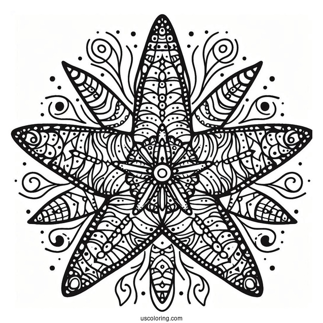 Simple Starfish Coloring Page Mandala For Kids