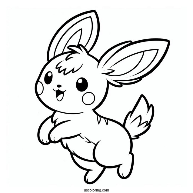 Pichu Coloring Page Leaping In The Air Outline For Preschoolers