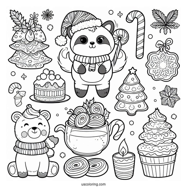 Christmas Coloring Pages For Adults Of Cartoon Animals Baking Christmas Cookies
